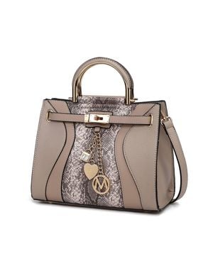 MKF Cassia Snake Embossed Vegan Leather Satchel Bag By Mia K - Gray