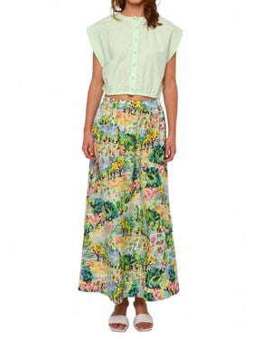 LOVE THE LABEL Porto Button Front Top - Green