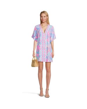 Lilly Pulitzer Malachi Cover Up Printed V-Neck Ddr2231 - Blue