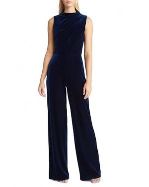 Black Halo Corrine Velvet Wide Leg Jumpsuit - Blue