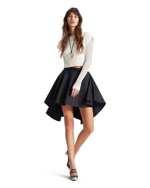 Theo the Label Theia Taffeta Hi Low Skirt - Black