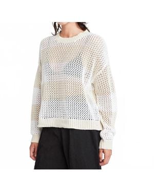Self Contrast Alanna Long Sleeve Fishnet Sweater - White