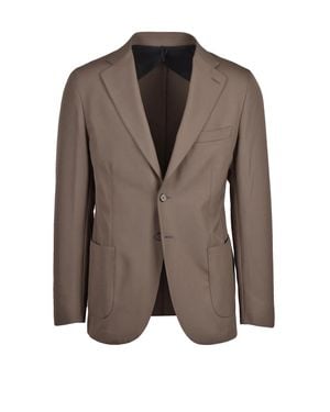 Santaniello Tailored Stretch Blazer With Classic Notch Lapel - Brown