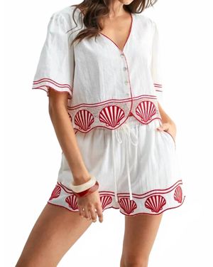 Mint Exclusives Cari Cotton Embroidered Short - White