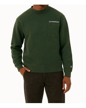 Champion Washed Pocket Crewneck Sweatshirt - Green