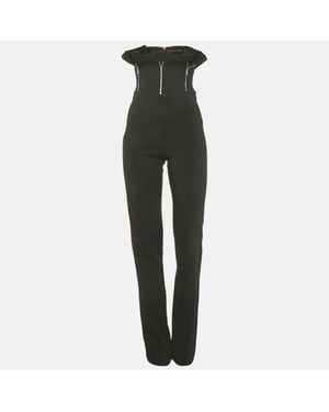 David Koma Crepe Zipper Detail Strapless Jumpsuit - Green