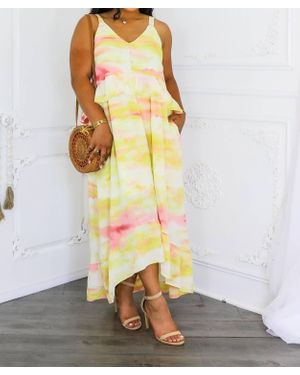 SurelyMine Ruffle High Low Maxi Dress - Yellow