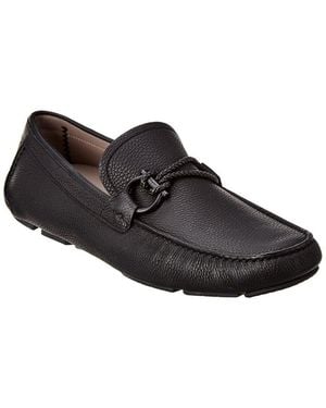 Ferragamo Ferragamo Front Gancini Leather Driver - Black
