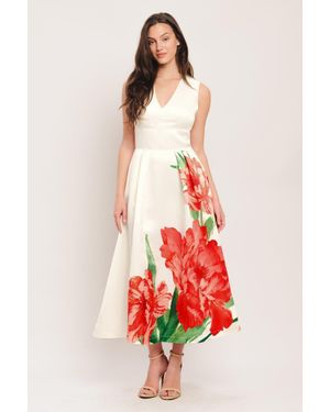 TRUEDAMES Romance Edit Woven Midi Dress - Red