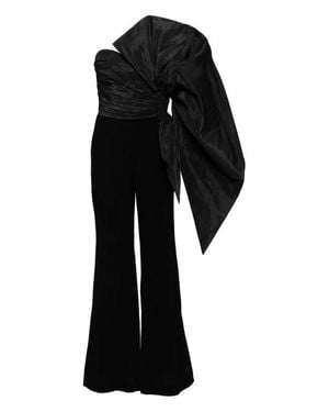 Saiid Kobeisy Jumpsuit With Voluminous Taffeta Bow - Black