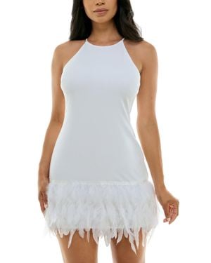 B Darlin Juniors Feather Trim Mini Cocktail And Party Dress - White
