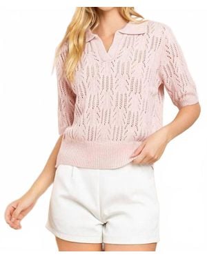 TCEC Morning Stroll Collared Sweater Top - White