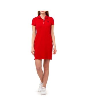 U.S. POLO ASSN. U. S. Polo Assn. Tipped Polo Dress Short Sleeve Activewear Jdm2548 - Red