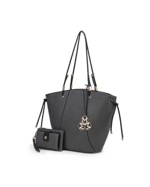 MKF Collection by Mia K Liv Tote Bag With Wallet, Vegan Leather Handbag Set By Mia K - Gray