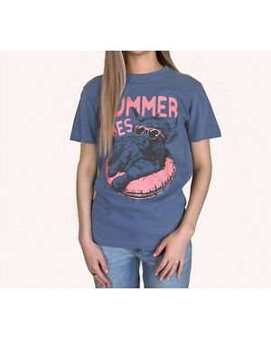 Kissed Apparel Summer Vibes Highland Cow Graphic Tee - Blue