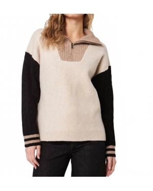 John + Jenn Gary Half-Zip Color Block Sweater - Black
