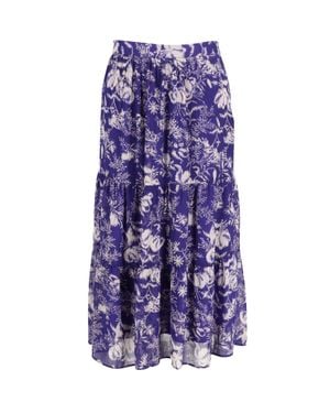 Ba&sh Uria Floral Print Tiered Skirt - Purple