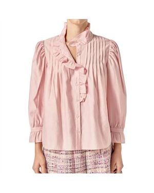 English Factory Ruffle Detail Blouse - Pink