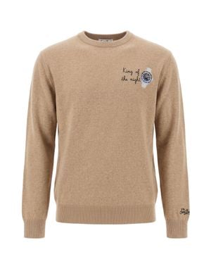 MC2 Saint Barth Camel Wool Cashmere Blend Crewneck Light Sweater - Natural