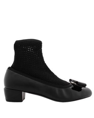 Ferragamo Ferragamo Vara Patent Knit Pumps, Size 7 C - Black