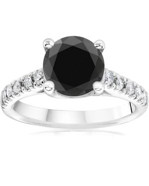 Pompeii3 3 1/4 Ct 14K Round Diamond Engagement Ring Size Selectable - Black