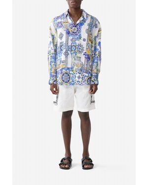 CAMILLA Long Sleeve Oversized Shirt - Blue