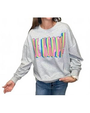 Easel Be Happy Sweatshirt - Gray