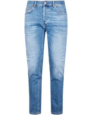 Dondup Carrot Cut Slim Fit Pants With Five-Pocket Design - Blue