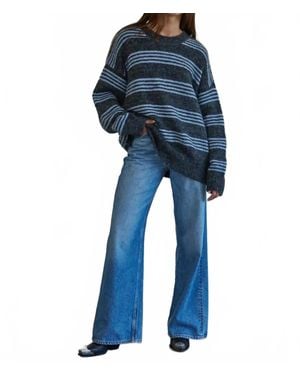 By Together Knit Striped Crew Neck Sweater - Blue