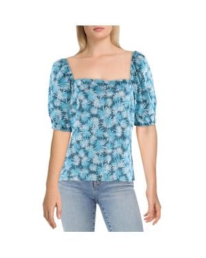 MICHAEL Michael Kors Floral Puff Sleeve Blouse - Blue