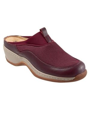 Softwalk Aberdeen Mule 10.5 Burgundy Leather Slip On Comfort Shoes Khd751 - Red