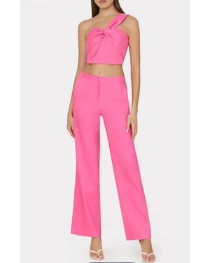 MILLY Cropped Solid Linen Blend Pants - Pink