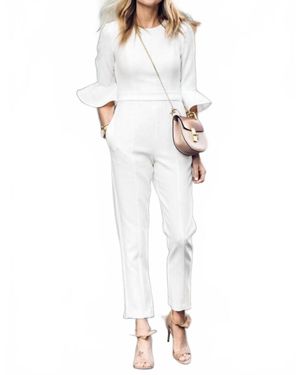 Black Halo Brooklyn Crew Neck Jumpsuit - White