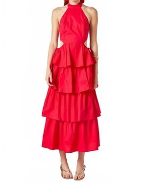 Endless Rose Cherry Backless Dress - Red