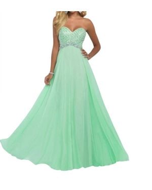 Blush Prom Strapless Gown With Ab Stones - Green