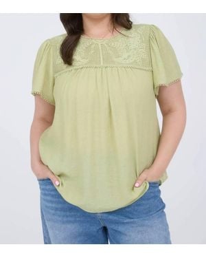 Mine Sheer Lace Pom Pom Blouse - Green