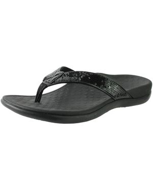 Vionic 44 Tide Sq Sequined Orthotic Thong Sandals - Black