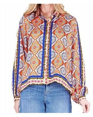 J joy Spice Tiles Long Sleeve Blouse - Red