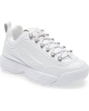 Fila Disruptor Zero Pearl Leather Sneakers - White