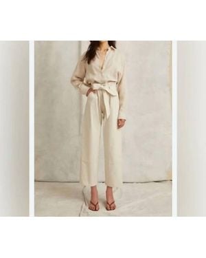 Marissa Webb Bo Paper Bag Canvas Patched Boyfriend Pant - Natural