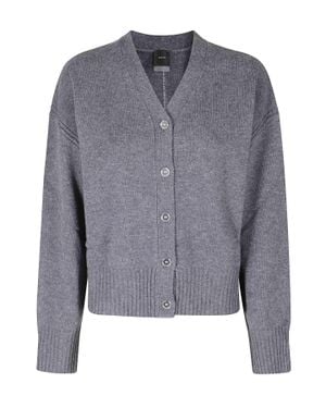 Pinko Raven V-Neck Wool-Cashmere Cardigan - Gray