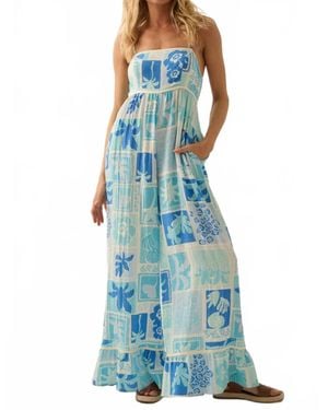 Promesa Tropical Floral Ruffled Wide-Leg Cami Jumpsuit - Blue
