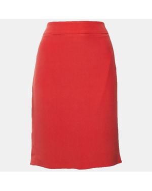 Armani Collezioni Crepe Knee Length Skirt - Red