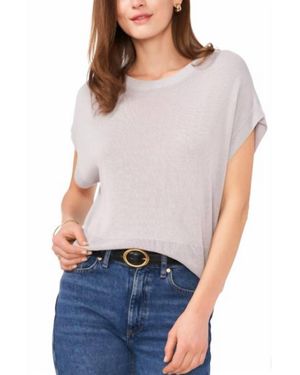 Vince Camuto Short Sleeve Knit Sweater - Gray