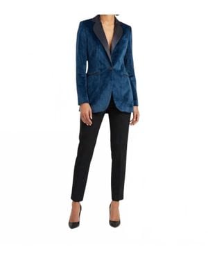 Hebe Studio Tailored Velvet Blazer - Blue