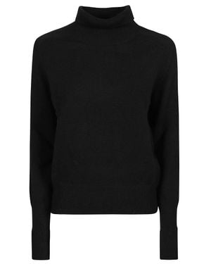 Victoria Beckham Slightly Cropped Turtleneck Sweater With Ribbed Details - Black