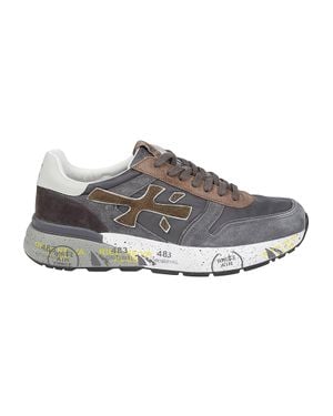 Premiata Mick Suede Calfskin Panel Sneakers - Gray