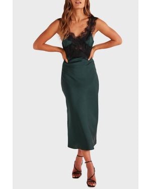 MINKPINK Erin Lace Trim Midi Dress - Green