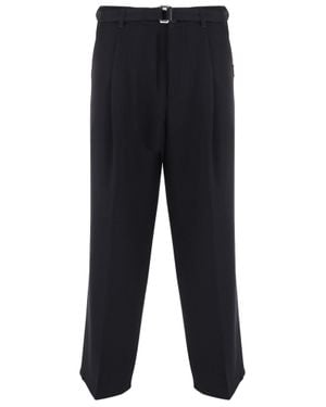 Just Cavalli Tailored Cropped Pants With Metallic Buckle And Minimalist Design - Blue