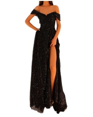 Clarisse Sequin A-Line Gown - Black